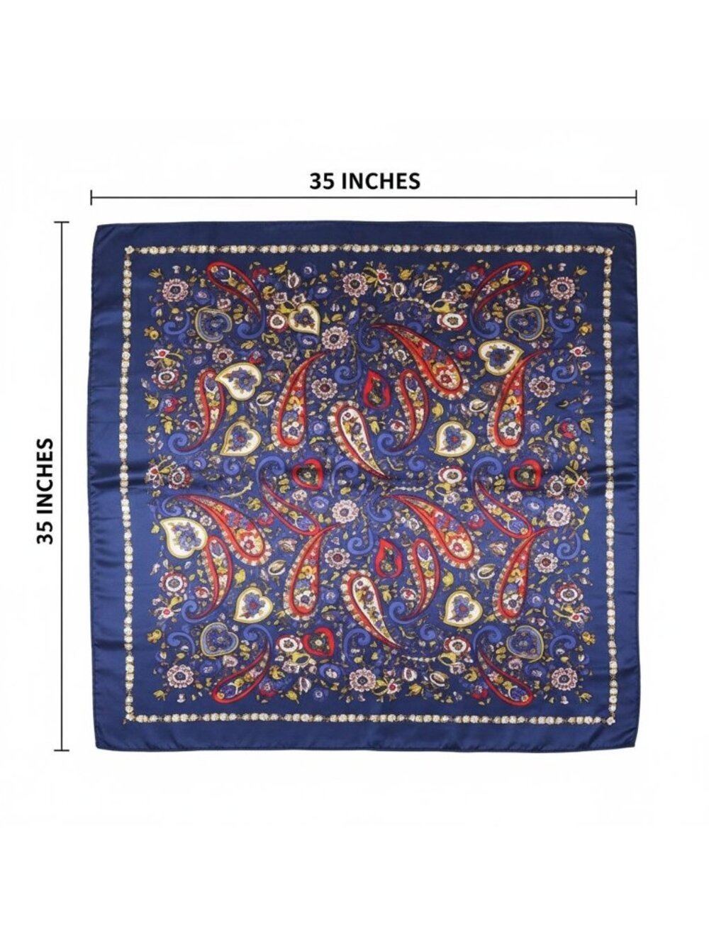 Navy Paisley Wild Rag Satin Scarf 35 Inch Western Scarf Cowgirl Neck Scarf Large - Picture 2 of 9